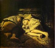 Vasily Perov Sleeping children oil